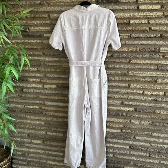 Old Navy Lavender Denim Jean Belted Coveralls Jumpsuit Size Large - Picture 5 of 11